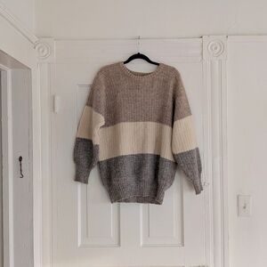 Elegant Color Block Crewneck Sweater